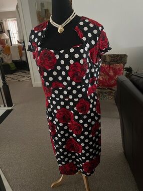 Red Rose Polka Dot Women's Dress by Grace Karin.